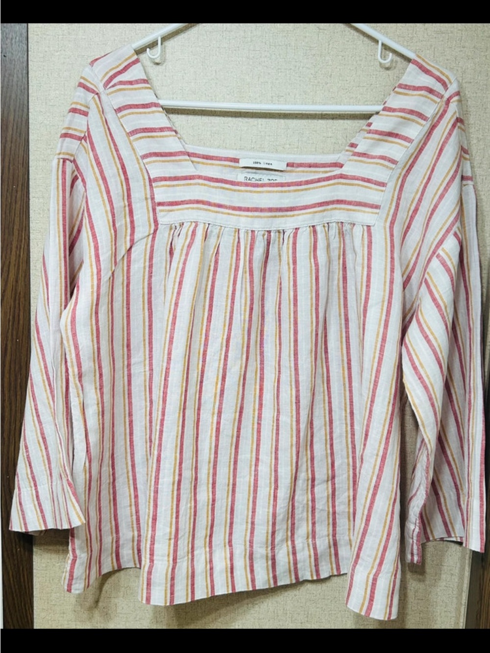 Relaxed Scoop-Neck Striped Tunic in Pink and Yellow